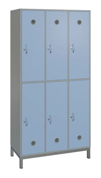 SBS-2233 šatní skříň 6-boxová, 1800x900x400 mm, kovové nohy, korpus šedý, dvířka blankyt